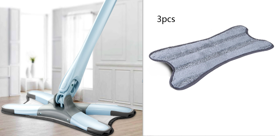 X Flat Floor Mop  with Replace Cloth Heads 360 Degree Squeeze Mop Hand-free